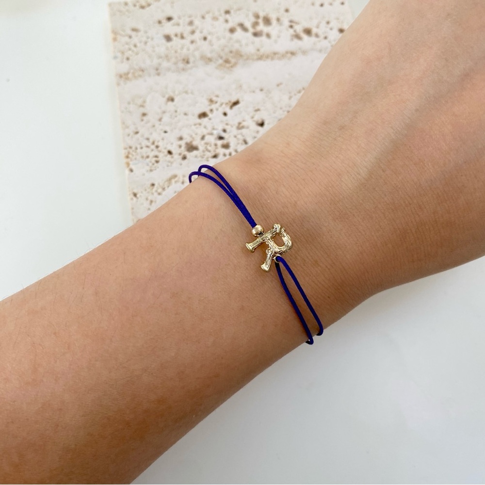 4/$15 Gold Letter R Purple String Bracelet